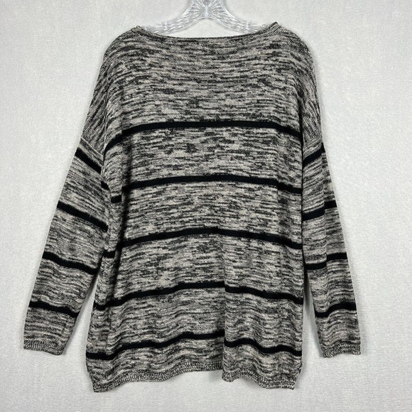 Eileen Fisher Linen Tunic Top Size Small Gray Black Striped Knit Pullover - Picture 10 of 10